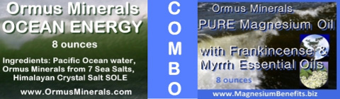 Ormus Minerals Ocean Energy, PURE Magnesium Oil with Frankincense & Myrrh Essential Oils combo