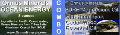 Ormus Minerals Ocean Energy, PURE Magnesium Oil with Himalayan Cedar Wood Essential Oil combo