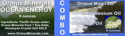 Ormus Minerals Ocean Energy, PURE Magnesium Oil with Myrrh Essential Oil combo