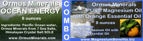Ormus Minerals Ocean Energy, PURE Magnesium Oil with Orange Essential Oil combo