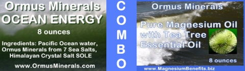 Ormus Minerals Ocean Energy, PURE Magnesium Oil with Tea Tree Essential Oil combo